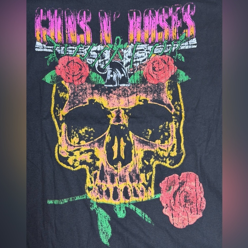 Guns N’ Roses US Tour 1991 Graphic Band Tee Shirt Size XL Black Skull Roses - Picture 3 of 5